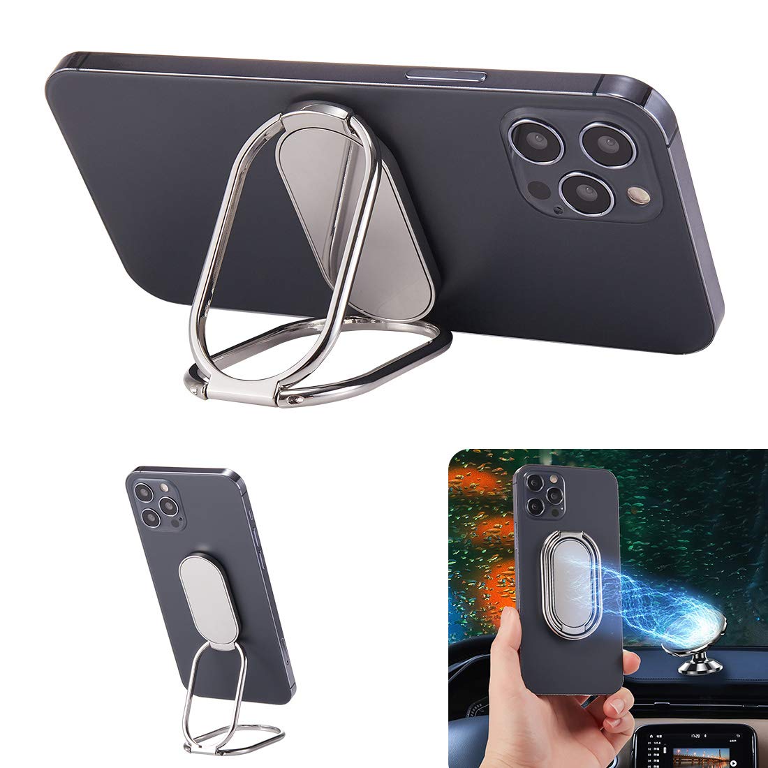 Foldable Phone Ring Holder, 360° Rotating Metal Grip Kickstand