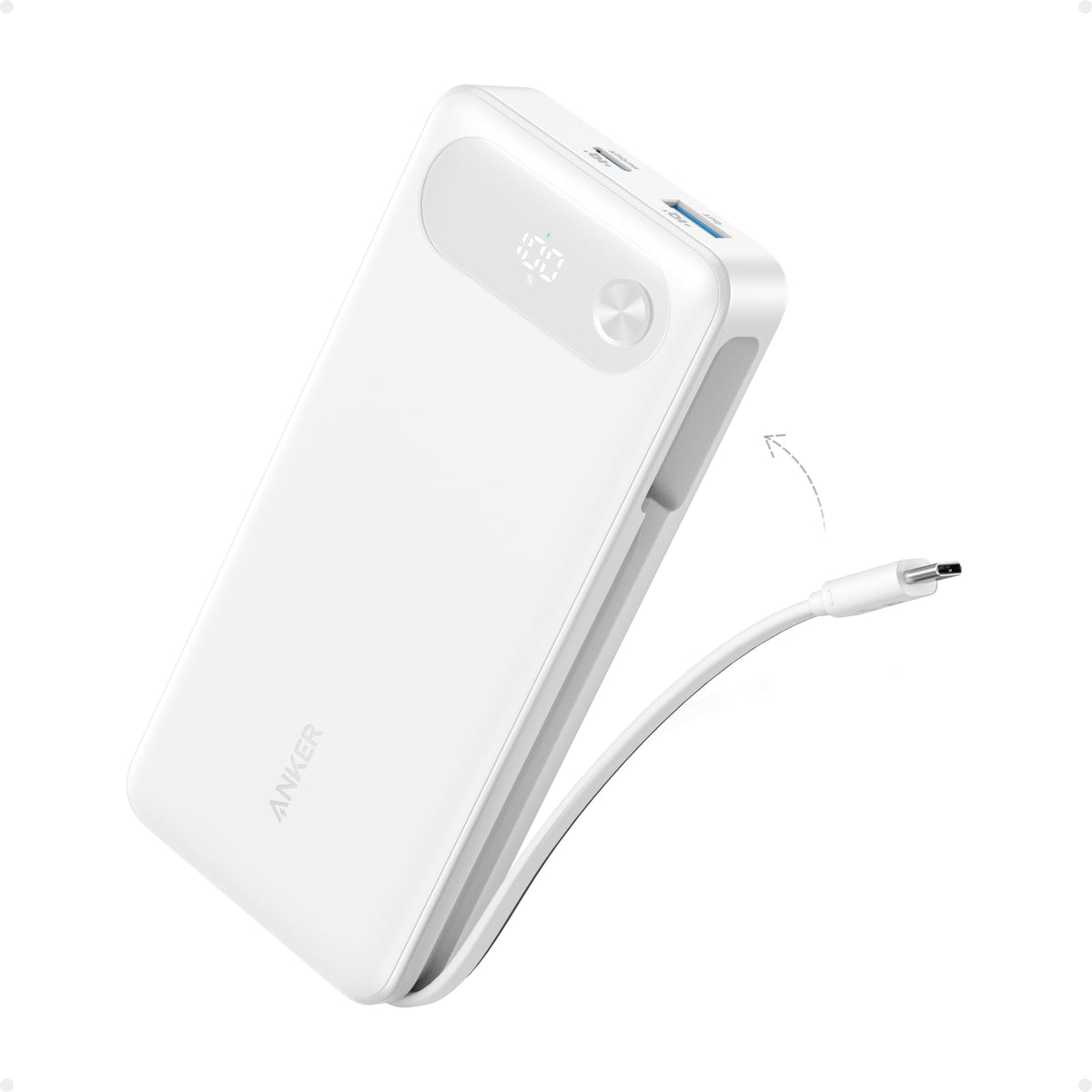 Anker Power Bank, 20,000mAh Travel Essential, Built-in USB-C Cable