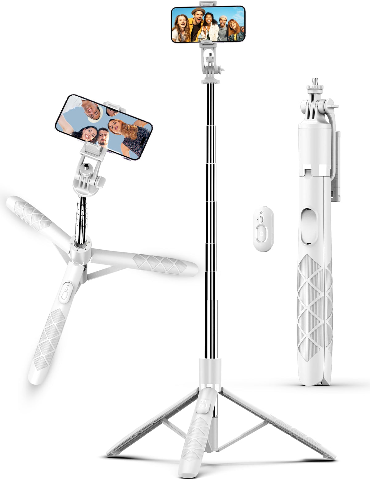 71" Phone Tripod & Selfie Stick, All in One Extendable Cell Phone Tripod with Wireless Remote, Tripods Stand for iPhone & Travel Selfie Stick 360° Rotation Compatible with iPhone Android, Camera