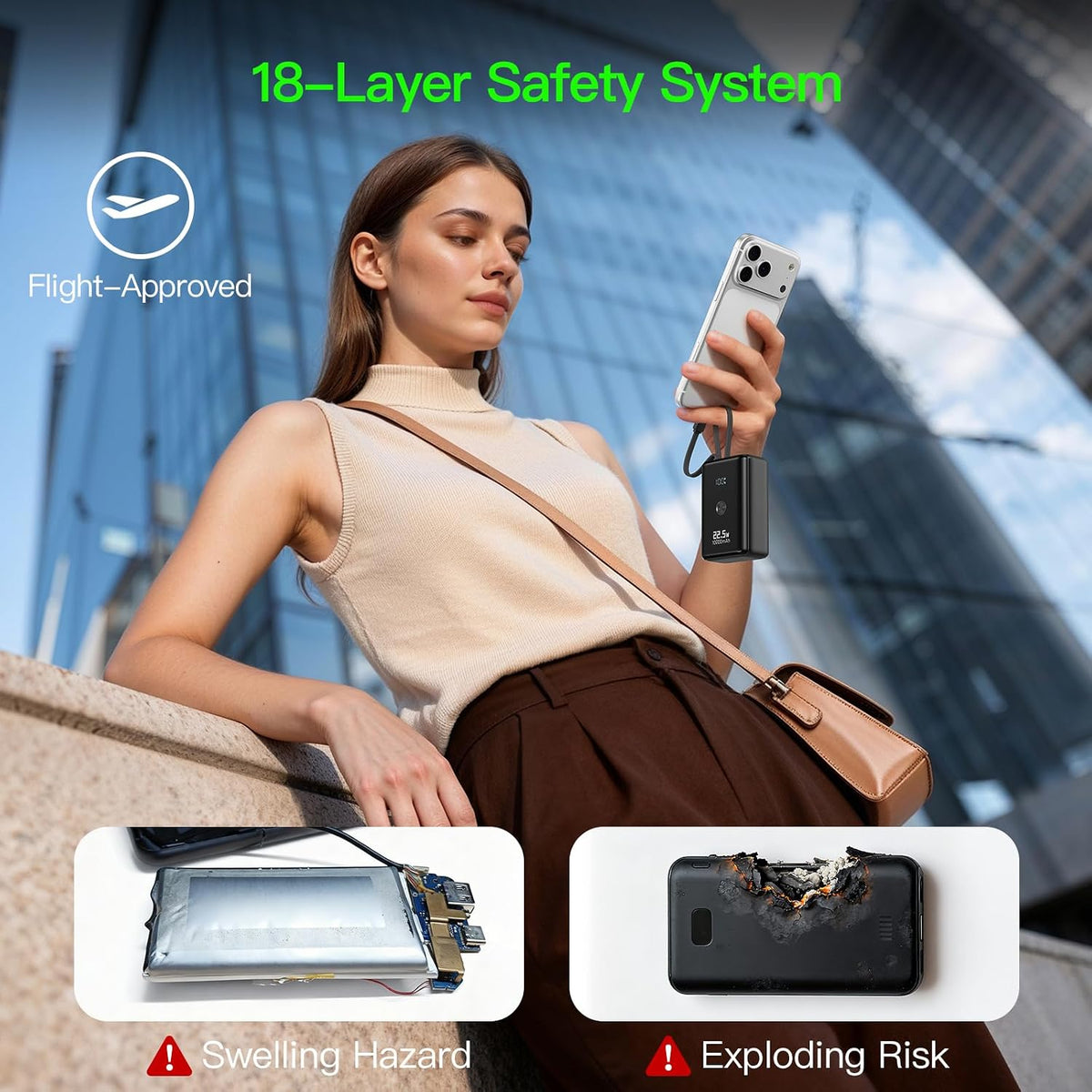 Nanotechnology Portable Charger 10000mAh with 2 Built-in Cables 45% Smaller