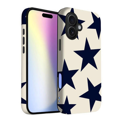 for iPhone 17 Pro Max/iPhone 18 Pro Max Case | Beige Navy Blue Stars | Slim Drop Protection Design