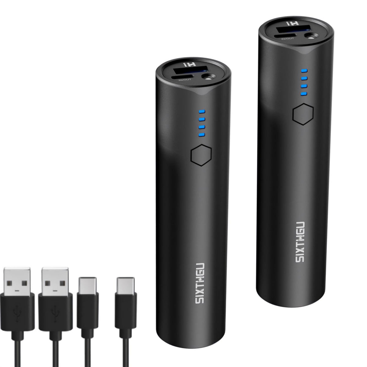 SIXTHGU Small Portable Charger 2-Pack, 5000mAh USB-C Mini Travel Power Bank
