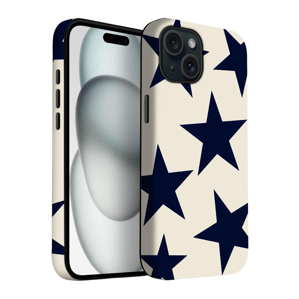 for iPhone 17 Pro Max/iPhone 18 Pro Max Case | Beige Navy Blue Stars | Slim Drop Protection Design