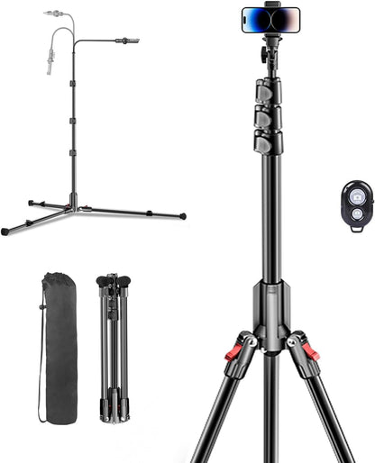 CAMBOFOTO 84" Phone Tripod, Tall Tripod for iPhone with Gooseneck & Remote