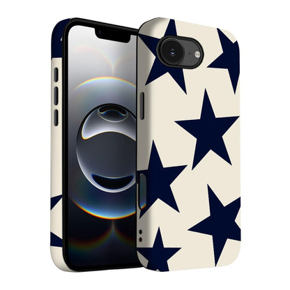 for iPhone 17 Pro Max/iPhone 18 Pro Max Case | Beige Navy Blue Stars | Slim Drop Protection Design