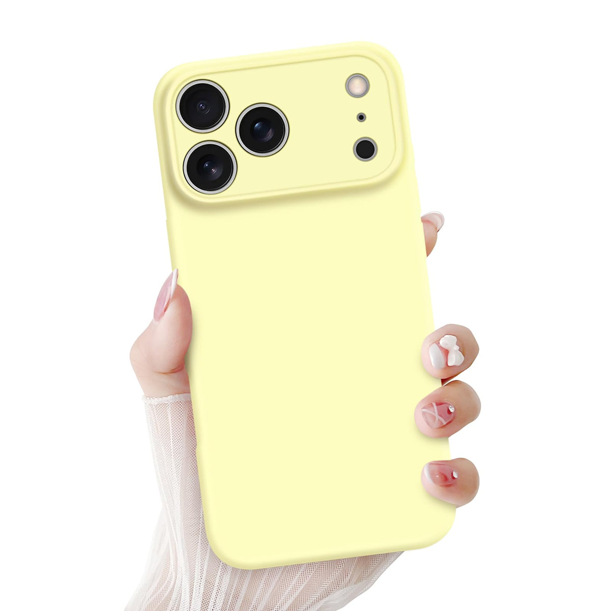 Newseego for iPhone 17 Pro Max Case with Camera Control Button, Solid Color Liquid Silicone Case for Women Girls Men Anti-Scratch Lining Shockproof Drop Protective Cover for iPhone 17 Pro Max-Yellow