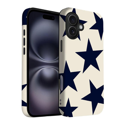 for iPhone 17 Pro Max/iPhone 18 Pro Max Case | Beige Navy Blue Stars | Slim Drop Protection Design