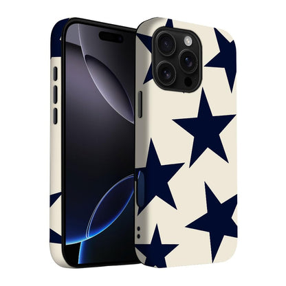 for iPhone 17 Pro Max/iPhone 18 Pro Max Case | Beige Navy Blue Stars | Slim Drop Protection Design