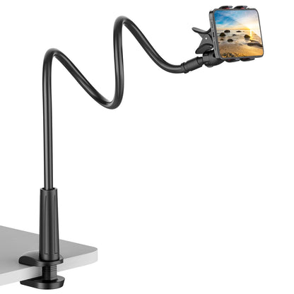 Gooseneck Cell Phone Holder, Universal 360 Flexible Phone Stand Lazy Bracket Mount Long Arms Clamp for Phone 13 Pro Xs Max XR X 8 7 6 6s Plus and Other 3.5~6.7'' Device (Black)