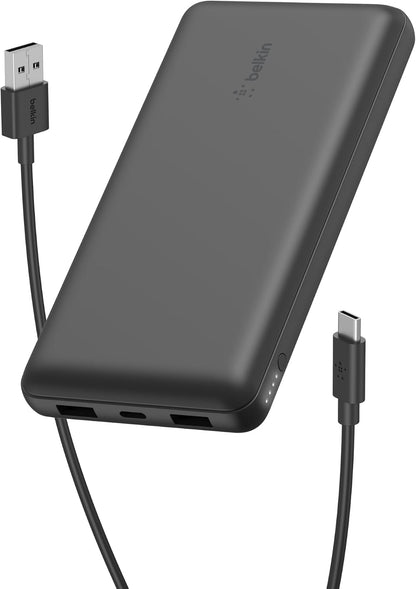 Belkin 20000mAh 15W 3 Port Power Bank, USB A to USB C Cable Included