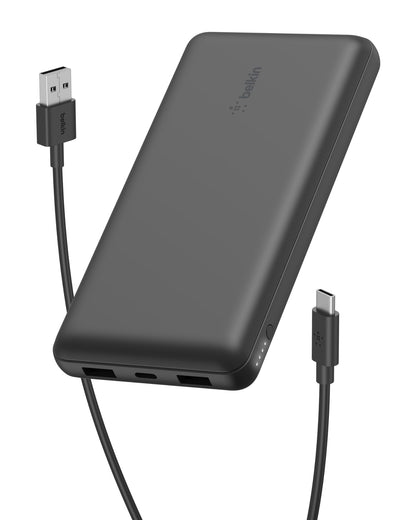 Belkin 20000mAh 15W 3 Port Power Bank, USB A to USB C Cable Included
