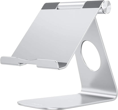 OMOTON T1 Adjustable Tablet Stand for Desk, Aluminum Holder for iPad Silver