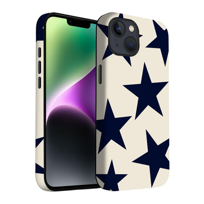 for iPhone 17 Pro Max/iPhone 18 Pro Max Case | Beige Navy Blue Stars | Slim Drop Protection Design