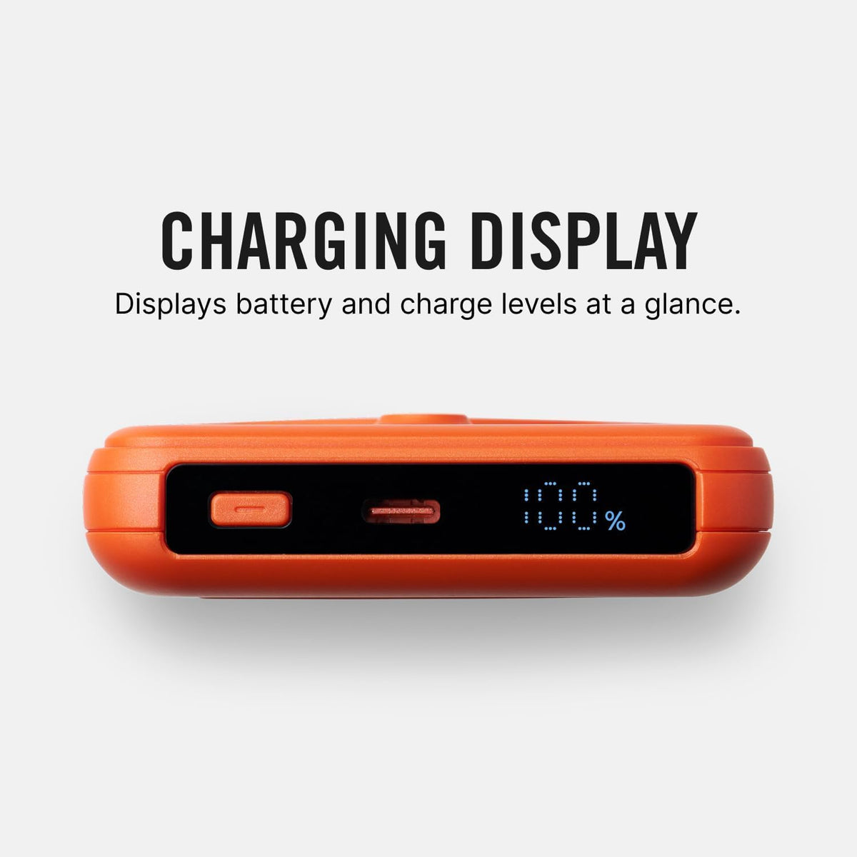 Ridge 20W Magnetic Power Bank Battery Pack 10,000mAh - Fast Charging - Portable Charger Flight-Safe Travel Powerbank - Built-in Cables & Magnetic Attachment (Basecamp Orange)