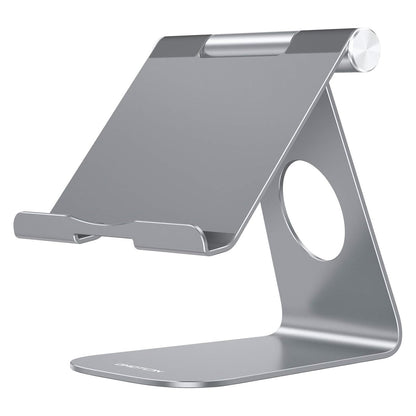 OMOTON T1 Adjustable Tablet Stand for Desk, Aluminum Holder for iPad Silver