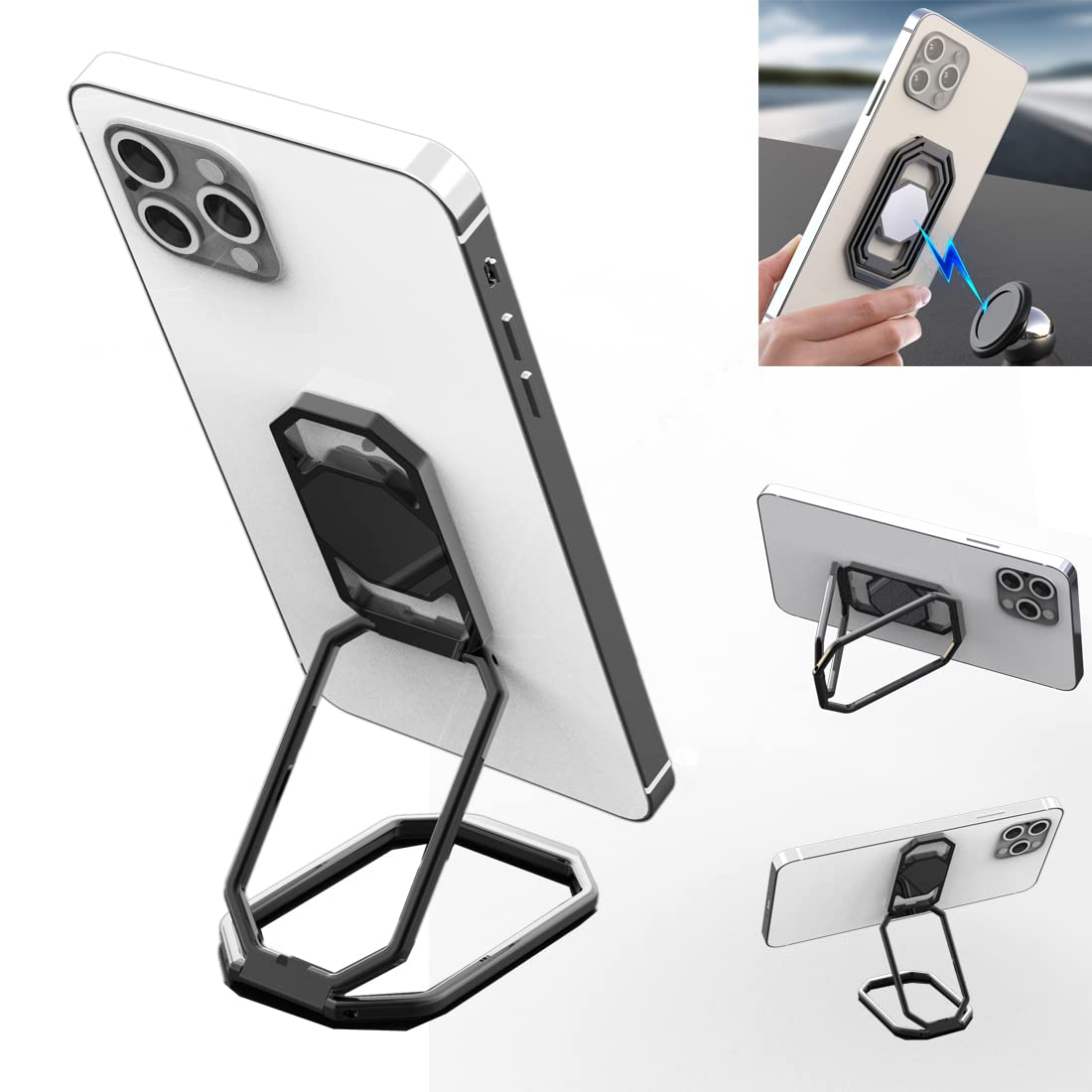 Foldable Phone Ring Holder, 360° Rotating Metal Grip Kickstand