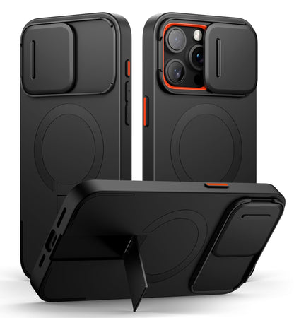 SURITCH for iPhone 17 Pro Max Case with Camera Control Cover, Camera Cover and Adjustable Kickstand, Compatible with MagSafe, Shockproof Bumper Protective Cases 6.9 Inch, Black