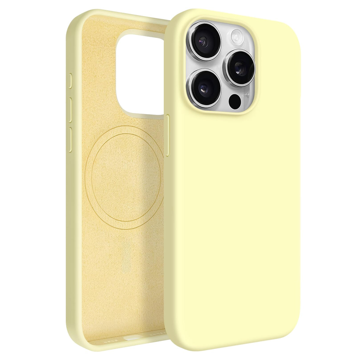 Newseego for iPhone 17 Pro Max Case with Camera Control Button, Solid Color Liquid Silicone Case for Women Girls Men Anti-Scratch Lining Shockproof Drop Protective Cover for iPhone 17 Pro Max-Yellow