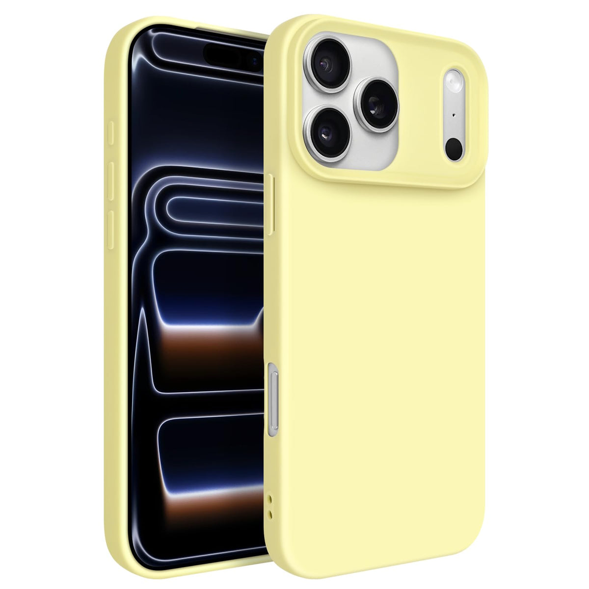 Newseego for iPhone 17 Pro Max Case with Camera Control Button, Solid Color Liquid Silicone Case for Women Girls Men Anti-Scratch Lining Shockproof Drop Protective Cover for iPhone 17 Pro Max-Yellow
