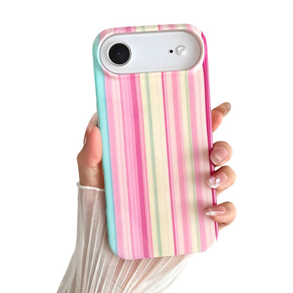 Yeddabox for iPhone 16 Pro Case Cute Striped Phone Case Soft TPU Slim Shockproof Phone Cover for Women Girls, Pink and Yellow
