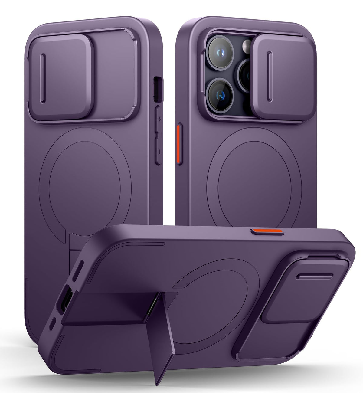 SURITCH for iPhone 17 Pro Max Case with Camera Control Cover, Camera Cover and Adjustable Kickstand, Compatible with MagSafe, Shockproof Bumper Protective Cases 6.9 Inch, Black