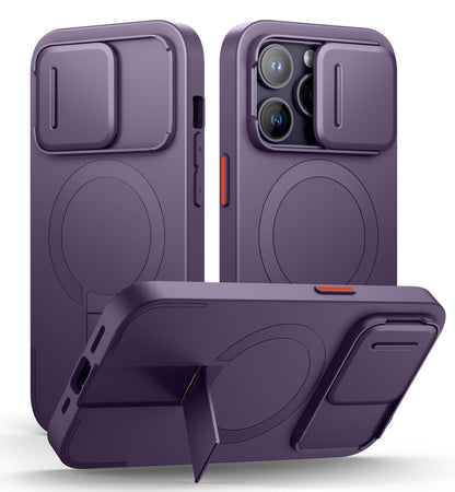 SURITCH for iPhone 17 Pro Max Case with Camera Control Cover, Camera Cover and Adjustable Kickstand, Compatible with MagSafe, Shockproof Bumper Protective Cases 6.9 Inch, Black