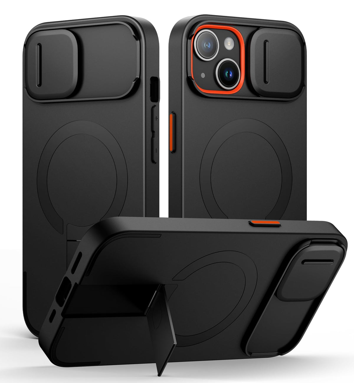 SURITCH for iPhone 17 Pro Max Case with Camera Control Cover, Camera Cover and Adjustable Kickstand, Compatible with MagSafe, Shockproof Bumper Protective Cases 6.9 Inch, Black
