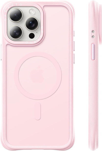 ORNARTO Magnetic for iPhone 15 Pro Max Case, Translucent Matte, Chalk Pink