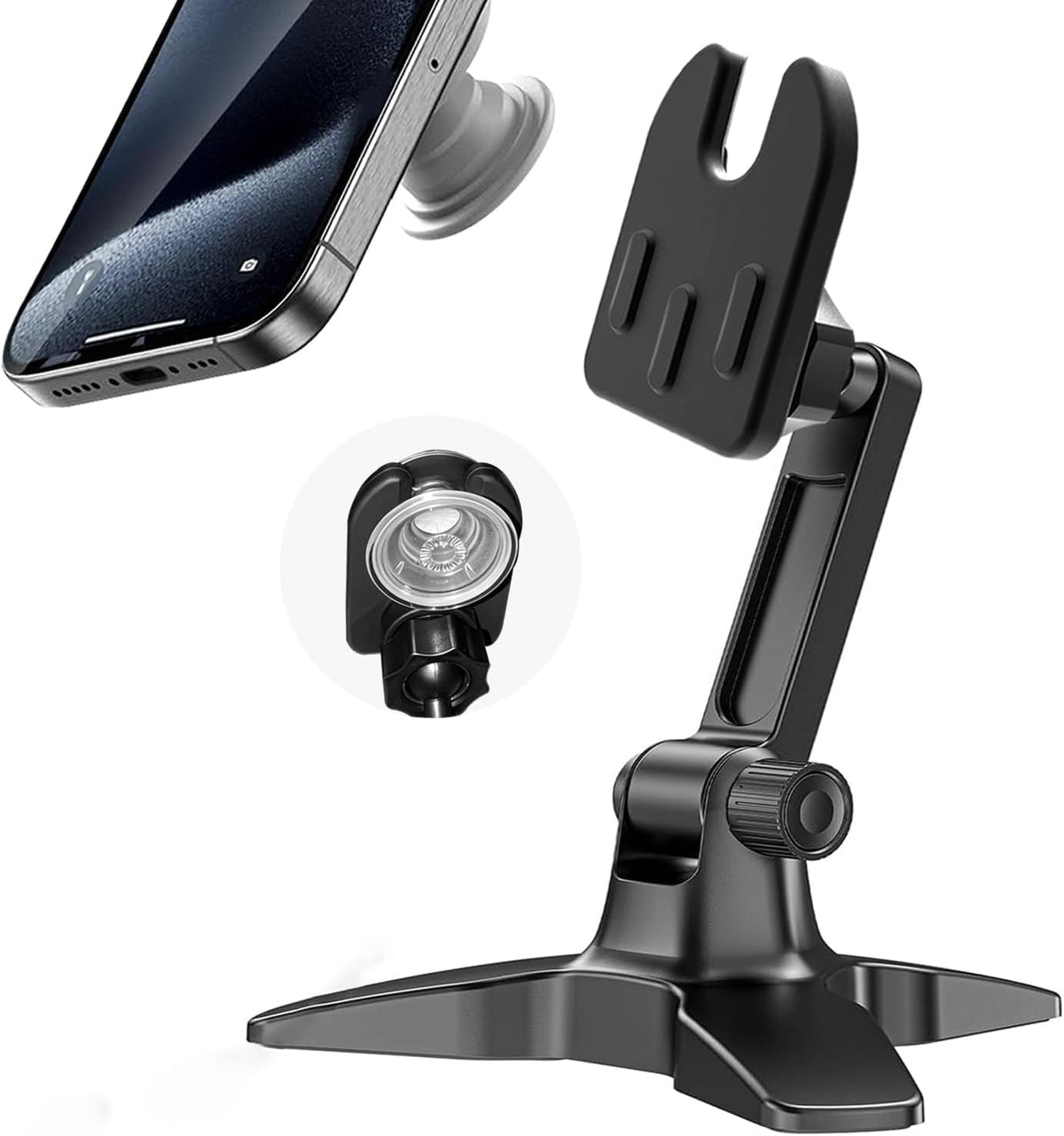 Desk Phone Stand for Popsocket, Adjustable Desk Phone Holder Compatible with Popsocket Mount, Heavy Duty Grip/Socket Phone Stand for Desk for Home/Office, Suitable for all mobile phones with Popsocket