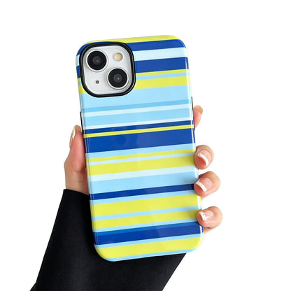 for iPhone 17 Pro Case Cute Yellow Colorful Striped Phone Case