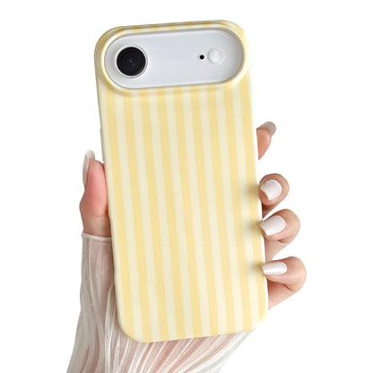 Yeddabox for iPhone 16 Pro Case Cute Striped Phone Case Soft TPU Slim Shockproof Phone Cover for Women Girls, Pink and Yellow