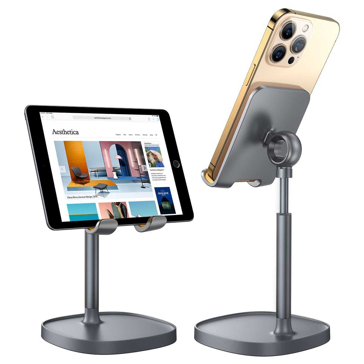 LISEN Cell Phone Stand Adjustable Phone Holer for Desk, Computer Office Desk Accessories for iPhone 16 Holder Women Kitchen Essentials Fits All Mobile Phones Switch Kindle iPads Tablet 4-10in Purple