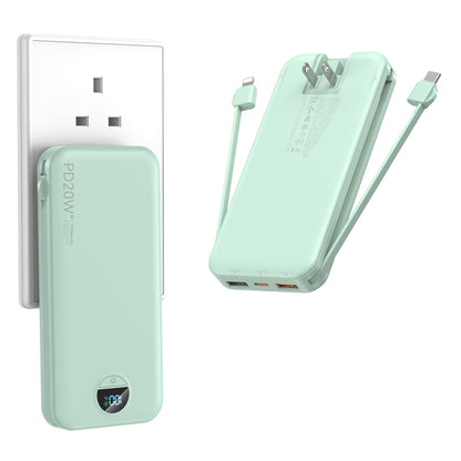 Ffnpua Portable Charger Power Bank 20000mAh PD20W w/Built-in Cables