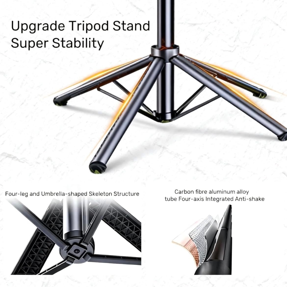 Black Tripod for iPhone with Light, Ring Light Holder for iPhone, Adjustable Selfie Stick Stand with Fill Light, Extendable Phone Tripod for Video Recording, Live Streaming, and Photography