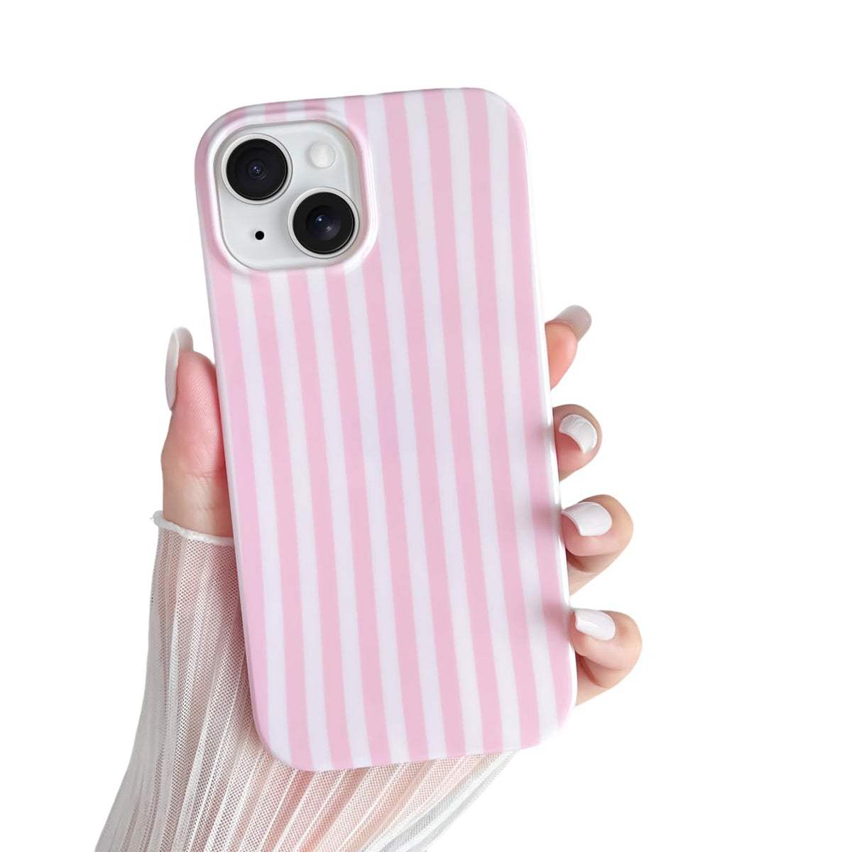 Yeddabox for iPhone 16 Pro Case Cute Striped Phone Case Soft TPU Slim Shockproof Phone Cover for Women Girls, Pink and Yellow