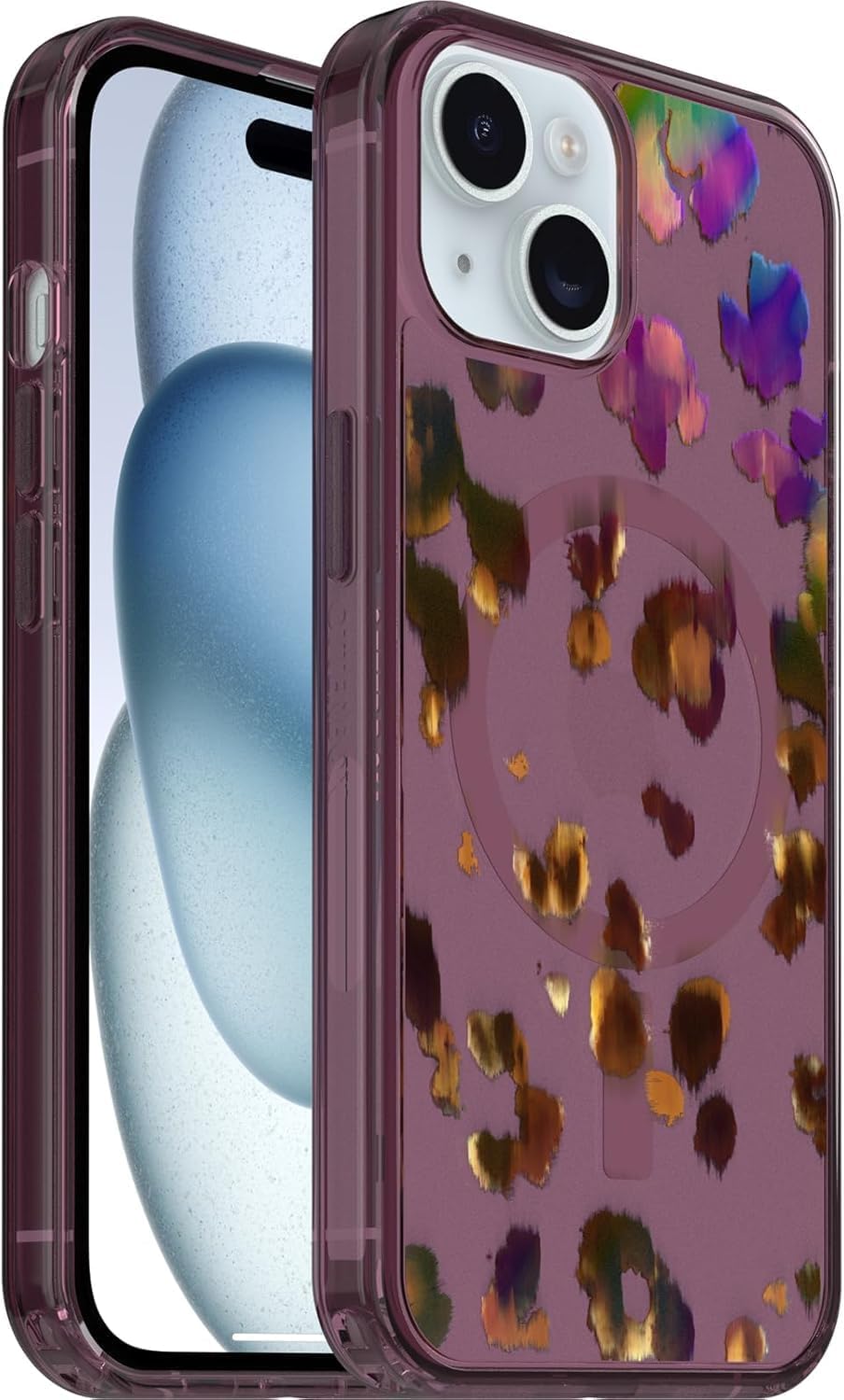 OtterBox iPhone 15, iPhone 14, and iPhone 13 Symmetry Series Clear Case - Stardust (Clear/Silver), Snaps to MagSafe, Ultra-Sleek, Raised Edges Protect Camera & Screen