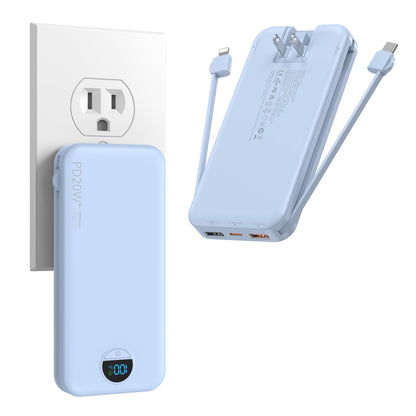 Ffnpua Portable Charger Power Bank 20000mAh PD20W w/Built-in Cables