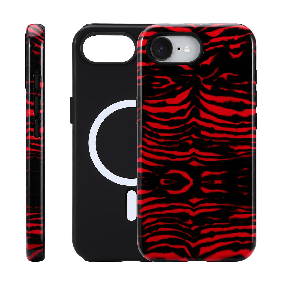 for iPhone 17 ProMax/18 ProMax Case - Wireless Charging for MagSafe, Dual-Layer Design (Outer Hard PC Shell + Inner Soft TPU Shell), Unisex Shockproof Protective Case - Tiger Stripe Pattern.