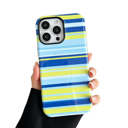 for iPhone 17 Pro Case Cute Yellow Colorful Striped Phone Case