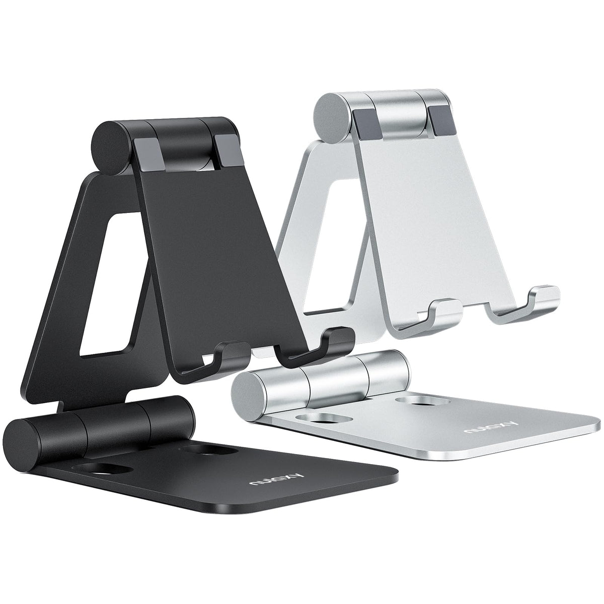 Nulaxy 2 Pack Aluminum Dual Folding Cell Phone Stand Desk, Black&Rose Gold