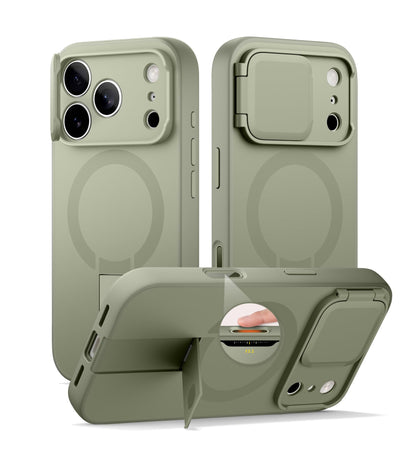 SURITCH for iPhone 17 Pro Max Case with Camera Control Cover, Camera Cover and Adjustable Kickstand, Compatible with MagSafe, Shockproof Bumper Protective Cases 6.9 Inch, Black