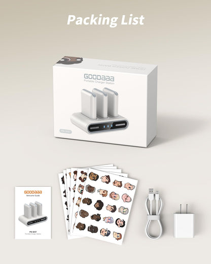 GOODaaa Portable Charger, 3-Pack 10000mAh Slim Power Bank Built in Cables