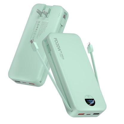 citicr Portable Charger 10000mAh PD20W w/Built-in Cables & Wall Plug Purple