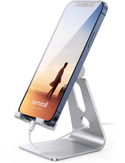 Lamicall Aluminum Cell Phone Stand, Adjustable Desk Phone Holder for iPhone