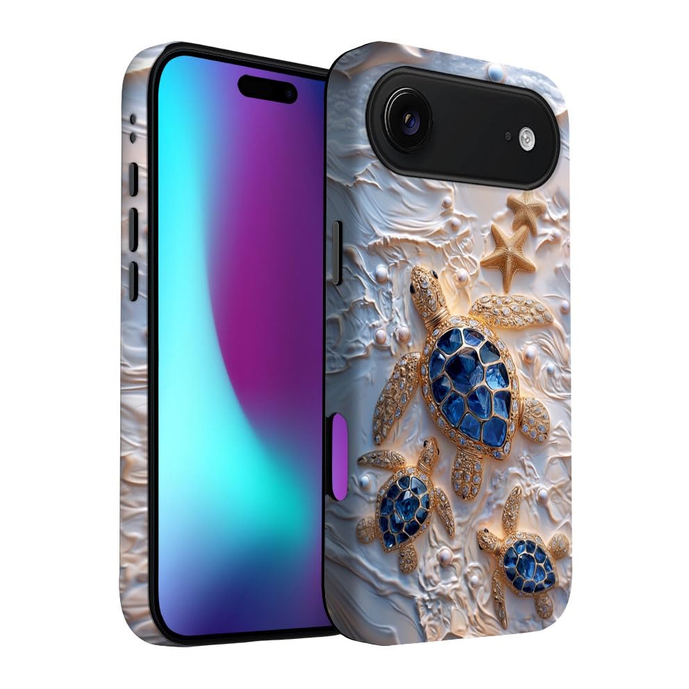 for iPhone 17 Pro Max/iPhone 18 Pro Max Case | Beige Navy Blue Stars | Slim Drop Protection Design