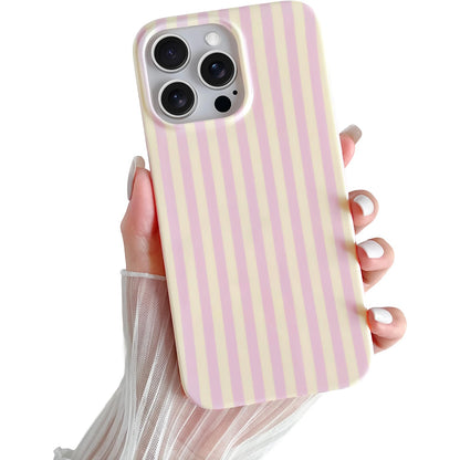 Yeddabox for iPhone 16 Pro Case Cute Striped Phone Case Soft TPU Slim Shockproof Phone Cover for Women Girls, Pink and Yellow