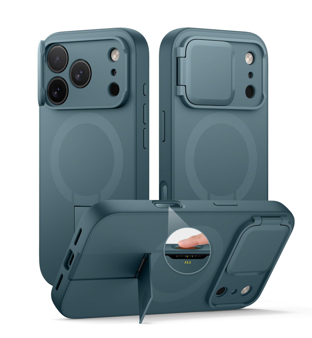 SURITCH for iPhone 17 Pro Max Case with Camera Control Cover, Camera Cover and Adjustable Kickstand, Compatible with MagSafe, Shockproof Bumper Protective Cases 6.9 Inch, Black