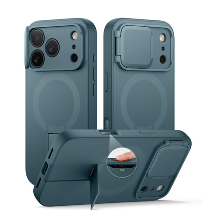 SURITCH for iPhone 17 Pro Max Case with Camera Control Cover, Camera Cover and Adjustable Kickstand, Compatible with MagSafe, Shockproof Bumper Protective Cases 6.9 Inch, Black