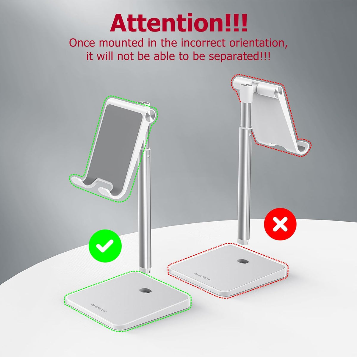 OMOTON CA02 Cell Phone Stand with Charging Hole for Desk Lightweight Silver