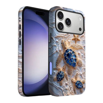 for iPhone 17 Pro Max/iPhone 18 Pro Max Case | Beige Navy Blue Stars | Slim Drop Protection Design